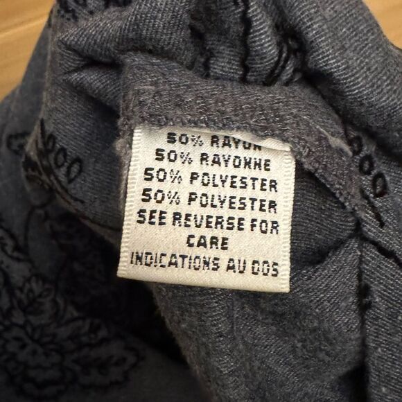 Vintage Talbots Size Large Gray Velvet Floral Overall Dress Whimsigoth Goth - Picture 12 of 12